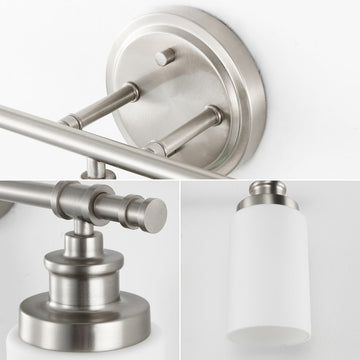 Egan 23.25" 3-Light Classic Cottage Vanity Light with Frosted Glass Shades and Bathroom Hardware Accessory Set - JONATHAN Y